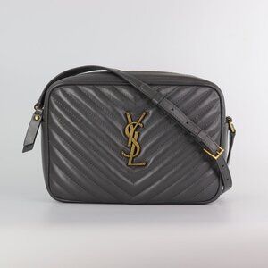 Saint Laurent Calfskin Matelasse YSL Monogram Lou Camera Bag Storm